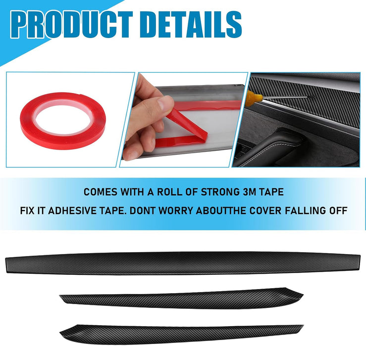 Dashboard cover and door trim set for Tesla Model Y and Model 3
