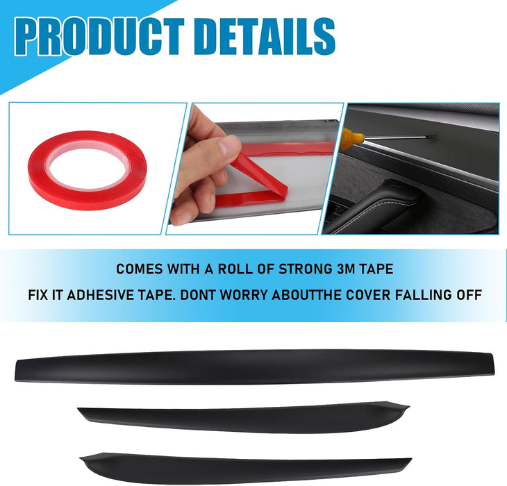 Dashboard cover and door trim set for Tesla Model Y and Model 3