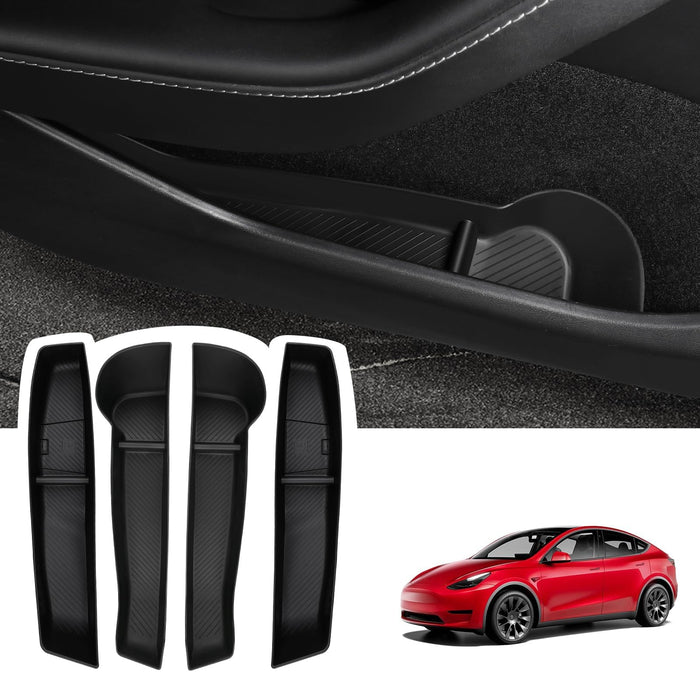 Tesla Model 3 Highland 2024 Door Side Storage Box - TPE Front & Rear Door Organizer Tray, Set of 4