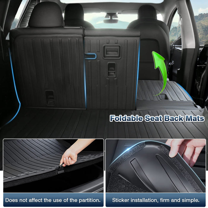 Cargo Mat Liner Back Seat Protector All Weather Protection Black, 5 Seater (Not for 7 Seat) | 2020-2024 Tesla Model Y