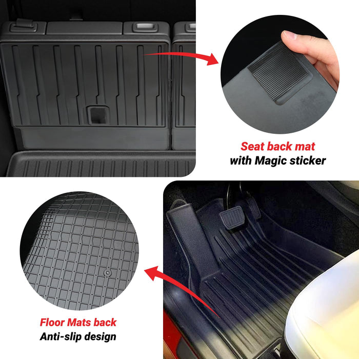 Tesla Model 3 Highland 2024 Floor Mat Set with Door Sill Protector - 6PCS Full Cover TPE Waterproof