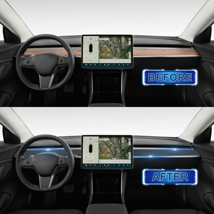 Dashboard cover and door trim set for Tesla Model Y and Model 3