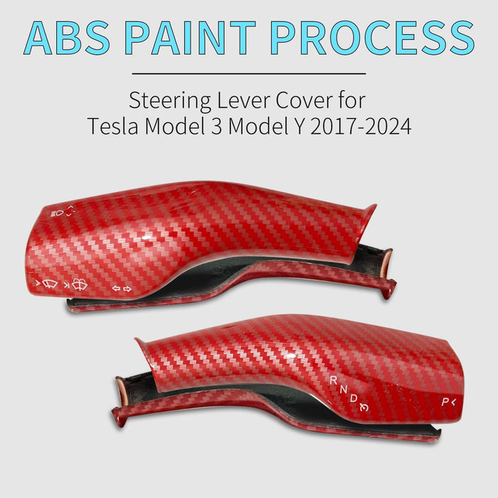 Tesla Model 3/Y 2017-2024 Steering Lever Cover - Matte/Glossy Carbon Fiber, Red & White Gear Shift Cover