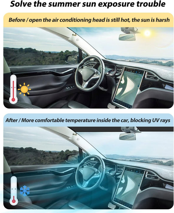 Windshield Sunshade | UV & Heat Blocking Reversible Cover for Tesla Model X 2015-2022