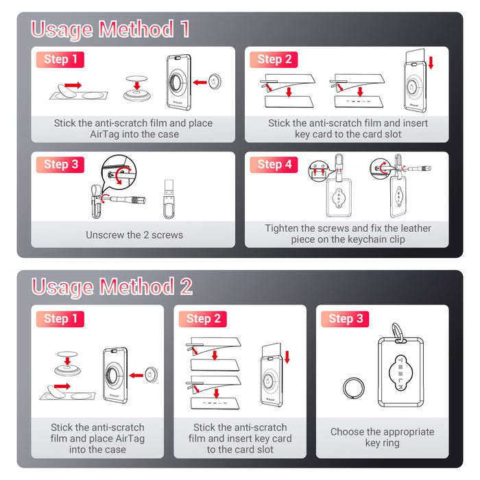 Tesla Key Card Holder with Apple AirTag Slot - Keychain Case for Model 3/Y/S/X/Cybertruck, 1-Pack