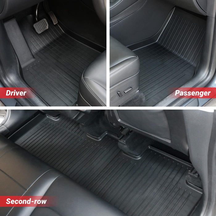 Tesla Model 3 Highland 2024 Floor Mat Set with Door Sill Protector - 6PCS Full Cover TPE Waterproof