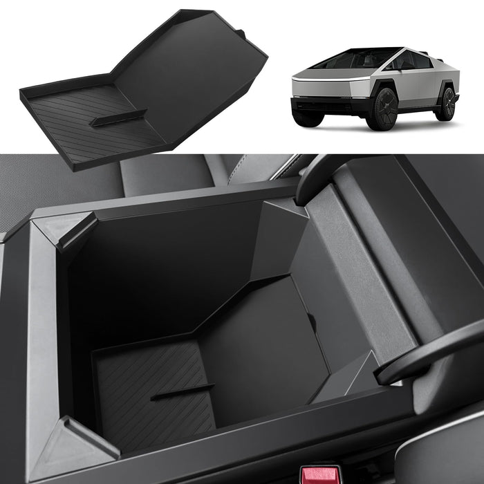 2024-2025 Tesla Cybertruck Lower Center Console Organizer Tray - TPE Floor Console Storage Box Interior Accessory