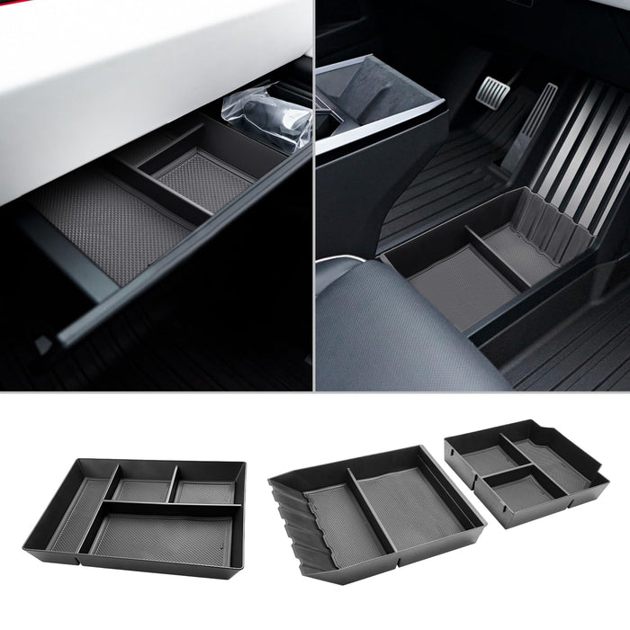 Tesla Cybertruck 2024-2025 Center Console Organizer - Wireless Charging Pad & Armrest Cup Holders, Black