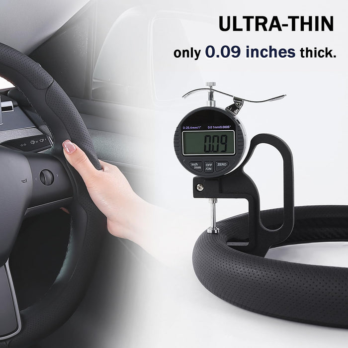 Steering Wheel Cover for Tesla Model 3 (2017-2023) | Model Y (2020-2024) | Black Non-Slip Leather Protector