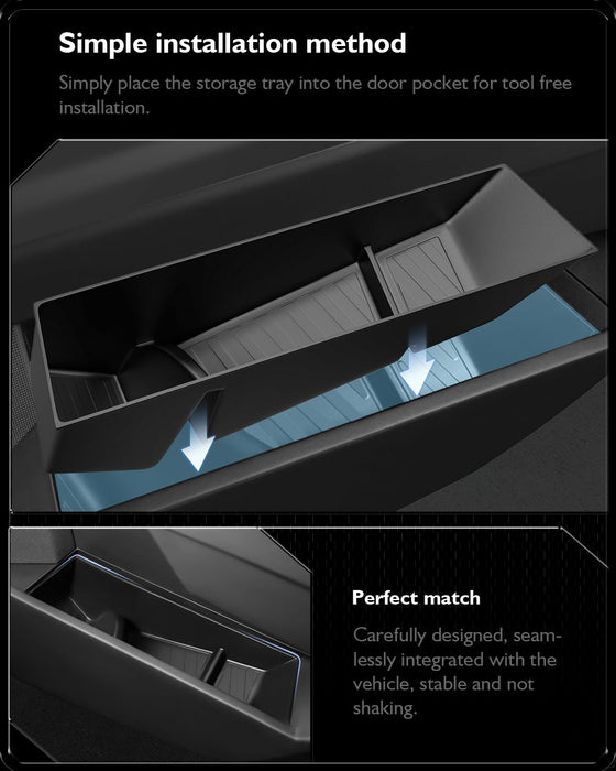 Tesla Cybertruck Door Side Storage Box - Front & Rear Organizer Tray, Set of 4