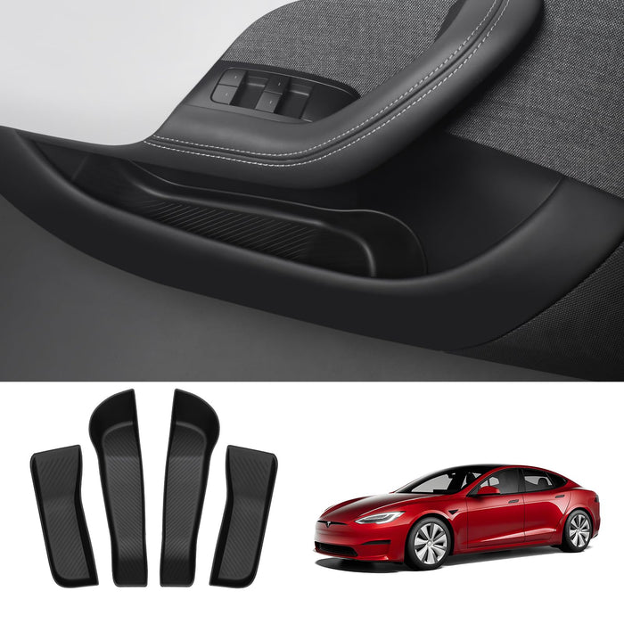 Tesla Model 3 Highland 2024 Door Side Storage Box - TPE Front & Rear Door Organizer Tray, Set of 4