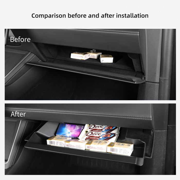 Glove Box Organizer for Tesla Model Y Juniper 2025-2026 | TPE Storage Tray Drawer | Interior Accessories | Black