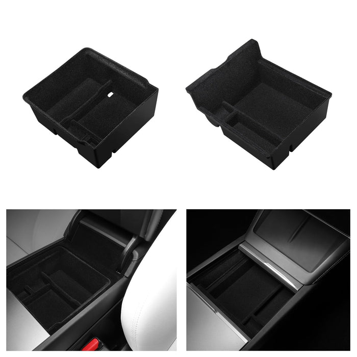 2024-2025 Tesla Model 3 Highland Armrest Hidden Storage Box - [Carbon Fiber] Design Hidden Center Console Organizer, 1PC