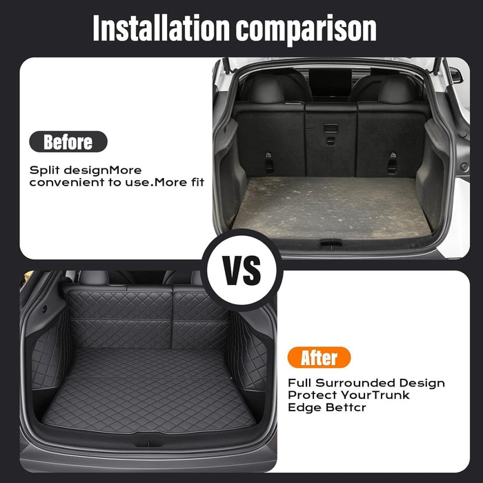 Tesla Model Y Juniper Trunk Mat 2025-2026 & 2019-2024 | Waterproof All-Weather Cargo Liner & Dog Seat Cover