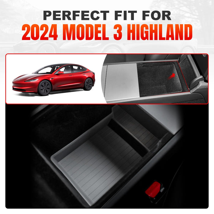 Tesla Model 3 Highland 2024 Center Console Organizer - Lower Tray Interior Storage Box