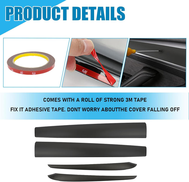 Dashboard cover and door trim set for Tesla Model Y and Model 3