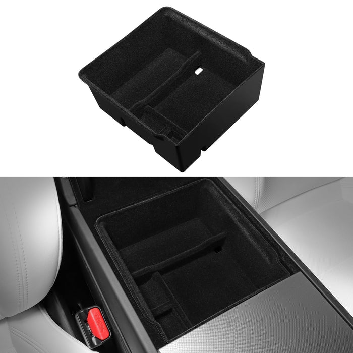 2024-2025 Tesla Model 3 Highland Armrest Hidden Storage Box - [Carbon Fiber] Design Hidden Center Console Organizer, 1PC