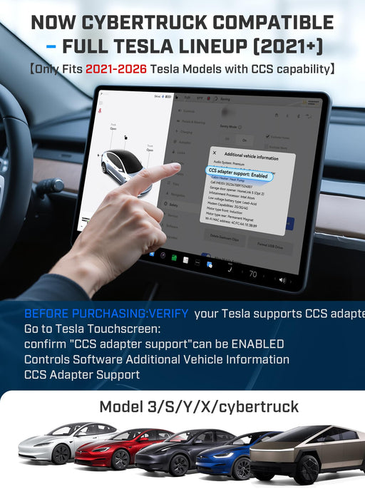 Upgraded CCS1 to Tesla Charging Adapter for Cybertruck & Tesla Models 2021-2026 | 250kW SuperFast CCS-to-NACS Converter | Compatible with DC Level 3 CCS1 Charging Stations