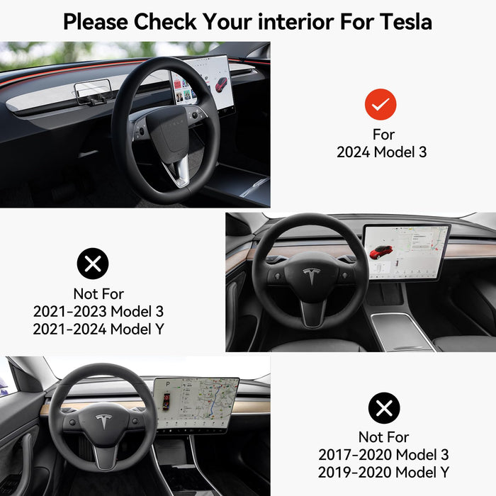 Silicone Phone Mount - Vent Hook & Glasses Holder | Tesla Model Y 2020-2025 / Model 3 2017-2023