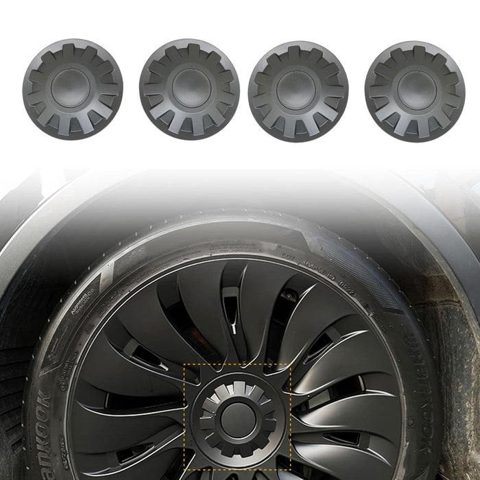 Tesla Model 3 Highland 2024 Wheel Hub Caps - Matte Black Center Covers, Set of 4