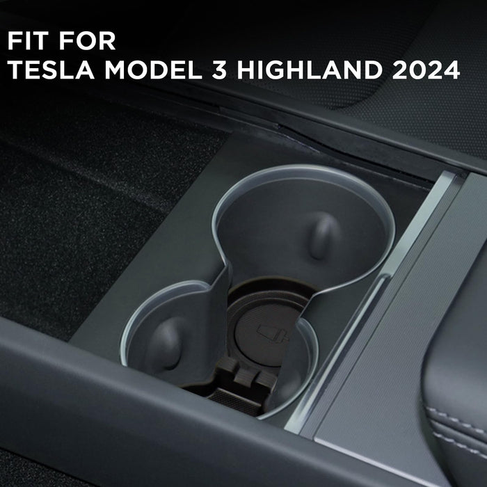 Tesla Model 3 Highland 2024 Cup Holder Insert - Anti-Slip TPE Center Console Clip & Coaster