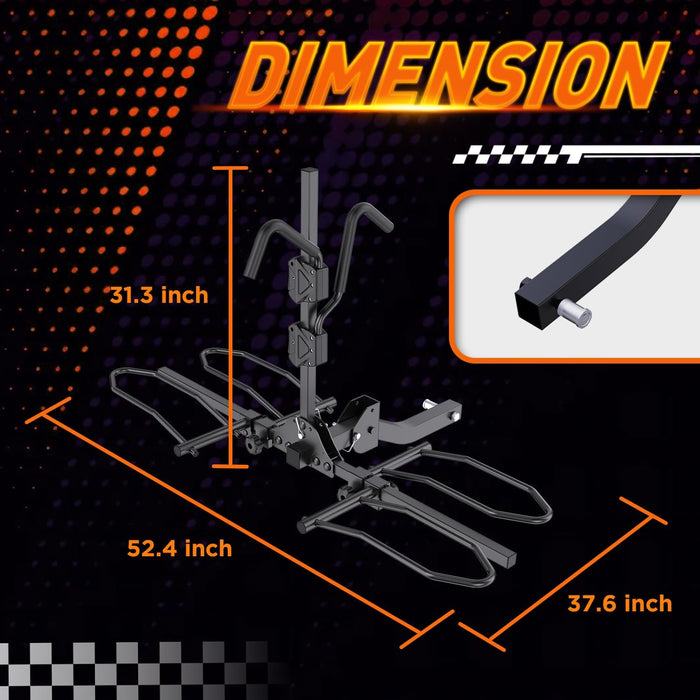Hitch bike rack dimensions 52.4 x 37.6 x 31.3 inches