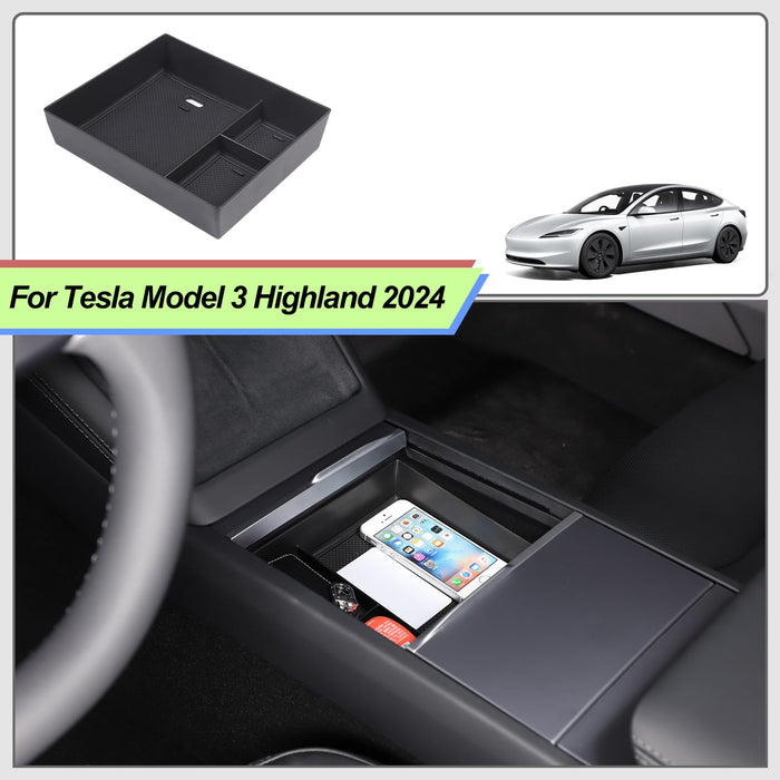 Tesla Model 3 Highland 2024 Center Console Organizer - Armrest Storage Box & Privacy Divider, ABS