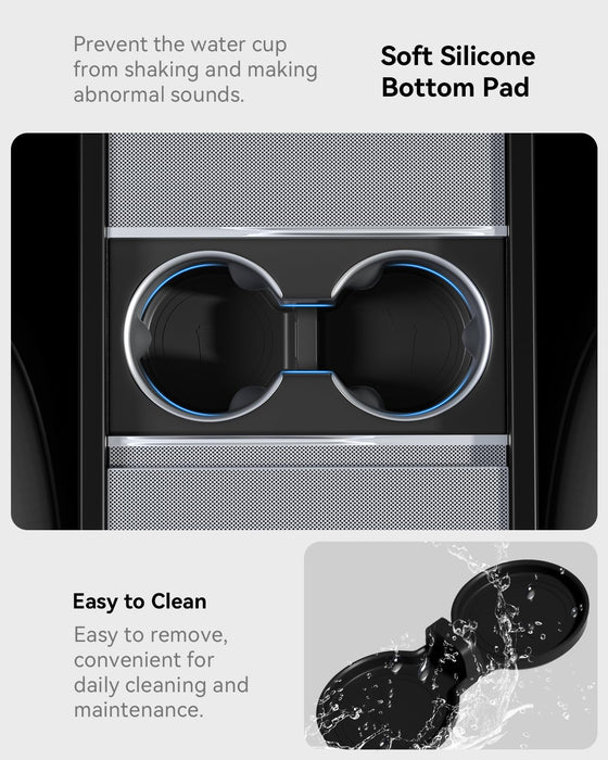 Center Console Organizer Set for Tesla Model Y Juniper 2025-2026 | Tesla Model 3 Highland 2024-2026 | Smooth Sliding Wear-Resistant Storage Tray Set | Easy-Clean Interior Accessory | 4PCS Black