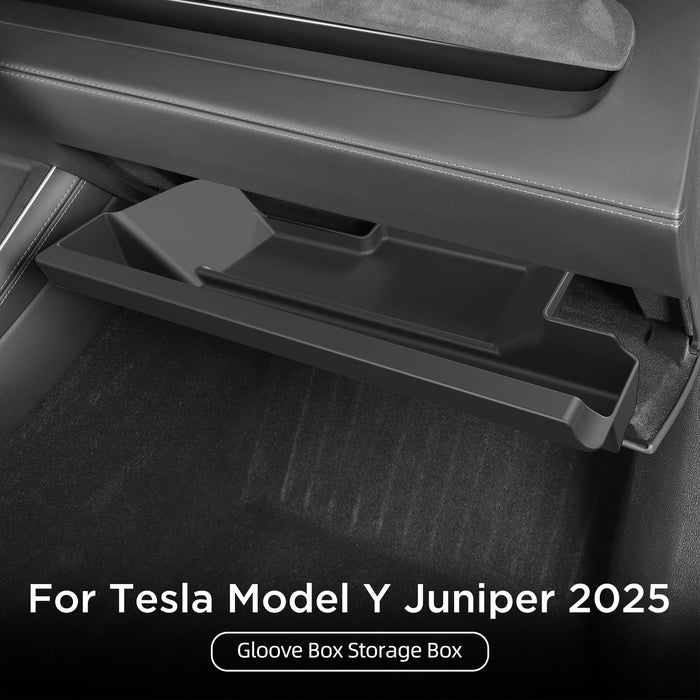 Glove Box Organizer for Tesla Model Y Juniper 2025-2026 | TPE Storage Tray Drawer | Interior Accessories | Black