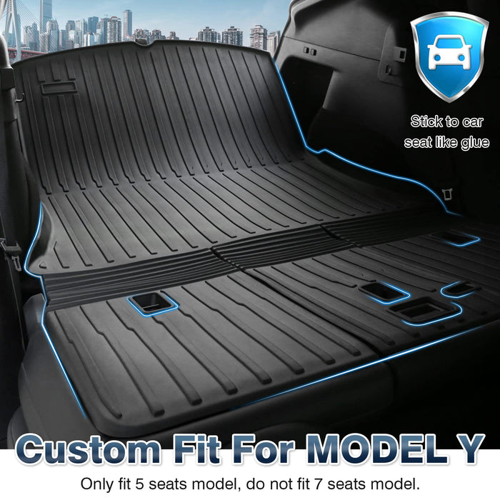 Cargo Mat Liner Back Seat Protector All Weather Protection Black, 5 Seater (Not for 7 Seat) | 2020-2024 Tesla Model Y