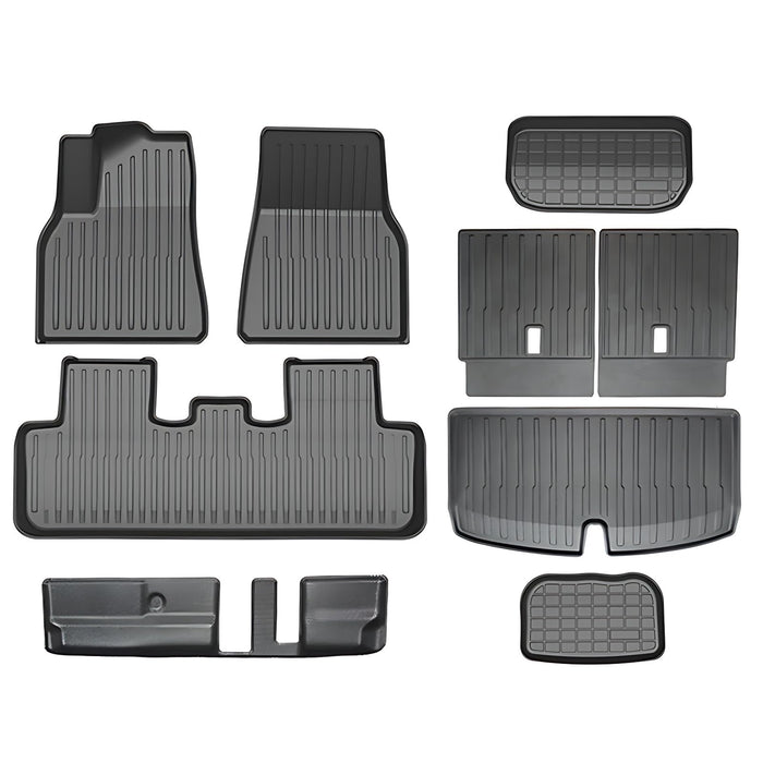 Tesla Model 3 Highland 2024 Floor Mat Set with Door Sill Protector - 6PCS Full Cover TPE Waterproof