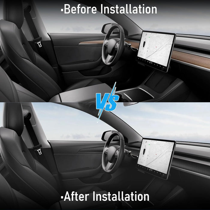 Dashboard cover and door trim set for Tesla Model Y and Model 3