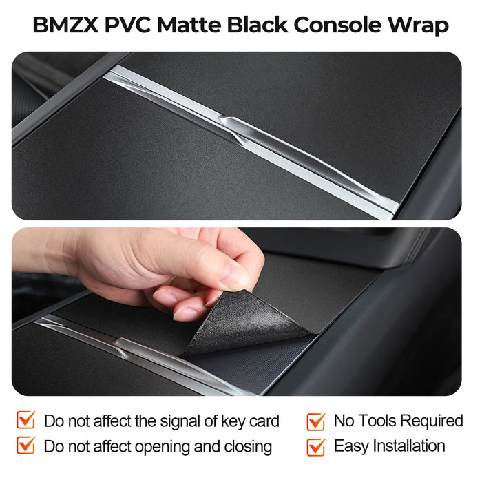 Tesla Model 3 Highland 2024 Center Console Wrap - Matte Black PVC Cover Interior Decoration Kit