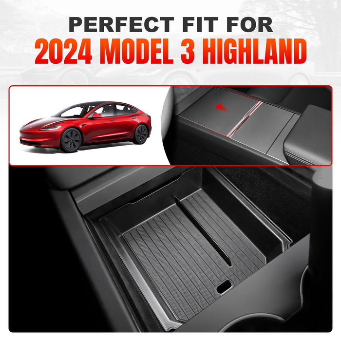 Tesla Model 3 Highland 2024 Center Console Organizer - Lower Tray Interior Storage Box