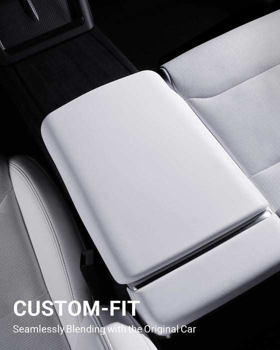 Tesla Model 3/Y/S/X Center Console Armrest Cover - Non-Slip TPE Protector, White (2016-2024)