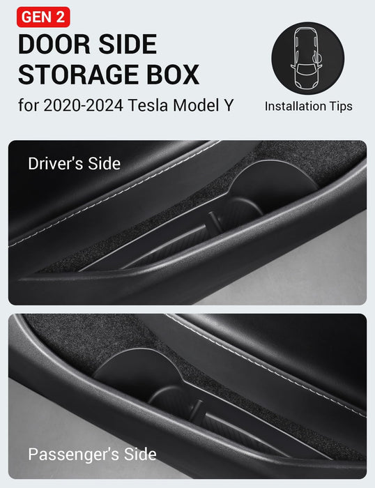 Tesla Model 3 Highland 2024 Door Side Storage Box - TPE Front & Rear Door Organizer Tray, Set of 4