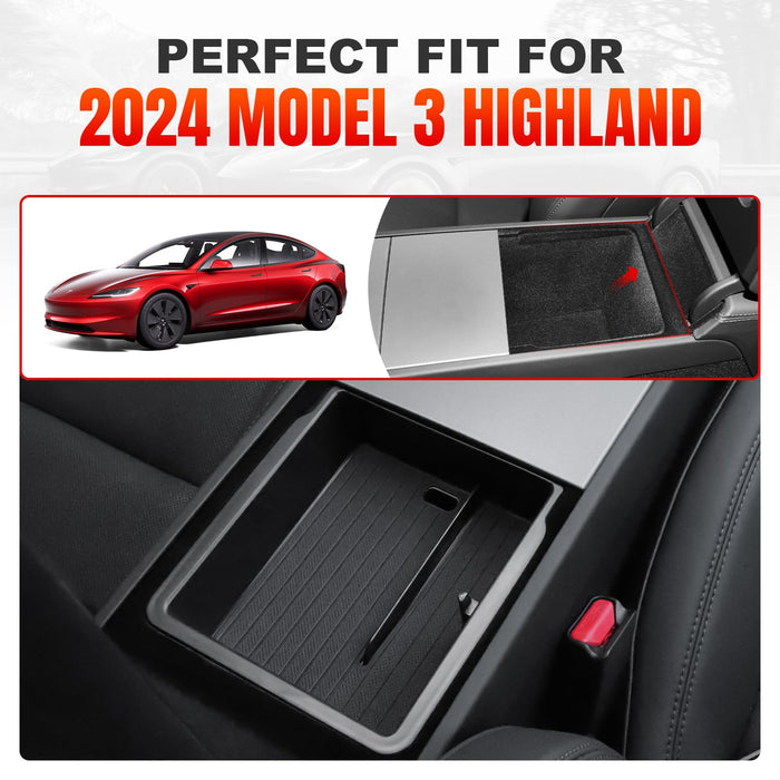 Tesla Model 3 Highland 2024 Center Console Organizer - Lower Tray Interior Storage Box