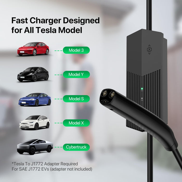 PRIMECOM 40 Amp charger compatible with Tesla Model 3, Model Y, Model S, Model X, Cybertruck