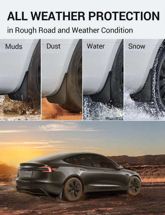 Tesla Model 3 Highland 2024-2025 Mud Flaps - No Drilling, All-Weather Splash Guards (Set of 4)