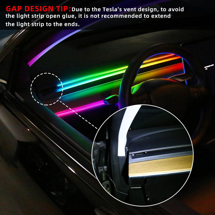 Tesla Model 3/Y/S/X LED Interior Strip Light with Music Sync Ambient Lighting Kit