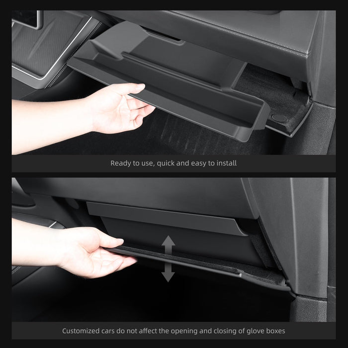 Glove Box Organizer for Tesla Model Y Juniper 2025-2026 | TPE Storage Tray Drawer | Interior Accessories | Black
