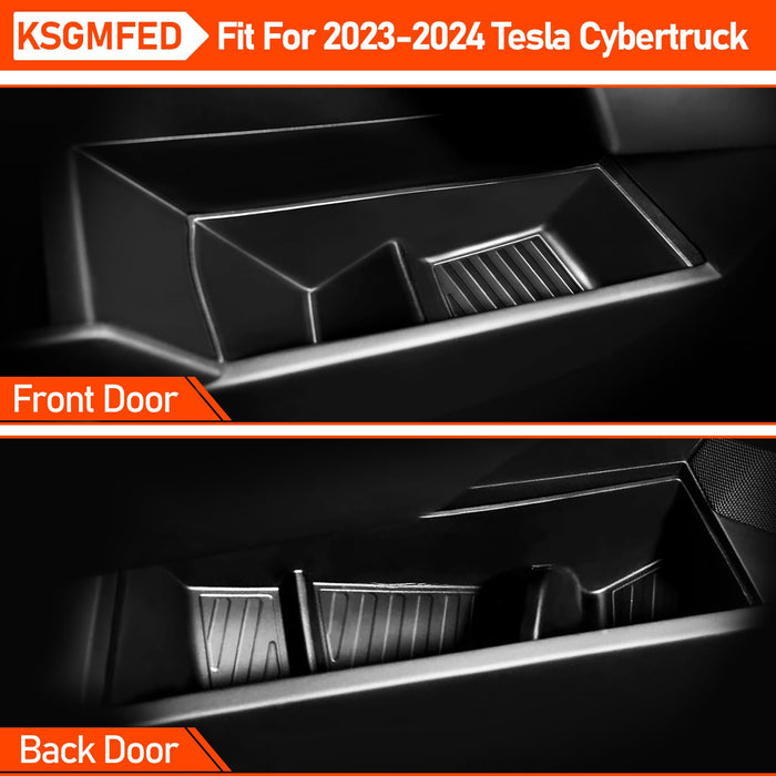 Tesla Cybertruck 2024-2025 Door Side Storage Box - 4PCS TPE Front & Rear Door Insert Trays, Black