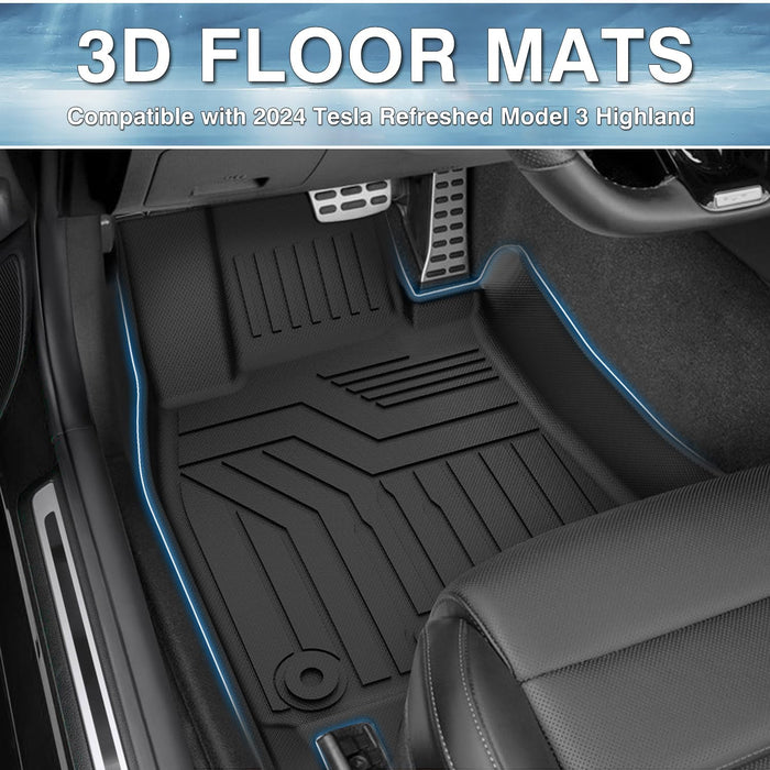 All-Weather Floor Mats (1st and 2nd Row Set) | 2024 Tesla Model 3 Highland