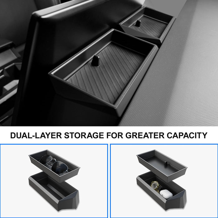 Tesla Cybertruck 2024 Center Console Organizer - Behind Screen Storage Box & Hidden Dashboard Tray (ABS)