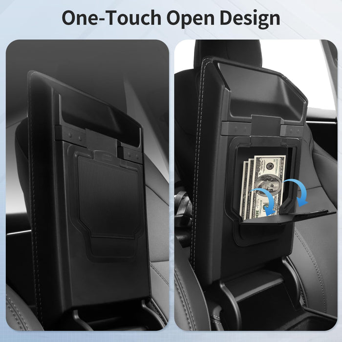 Tesla Model 3 Highland 2024-2025 Center Console Organizer Tray - Hidden Armrest Box & Cup Holder, Matte Black