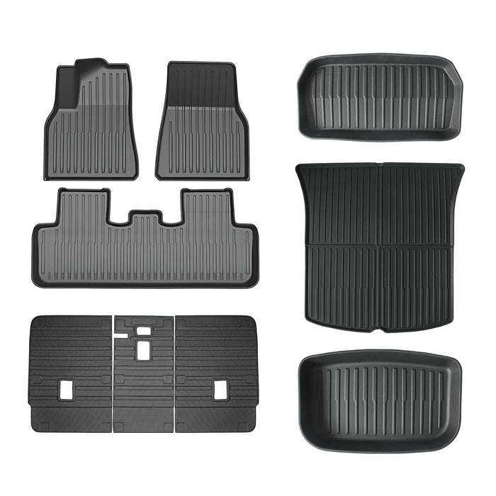 Tesla Model 3 Highland 2024 Floor Mat Set with Door Sill Protector - 6PCS Full Cover TPE Waterproof