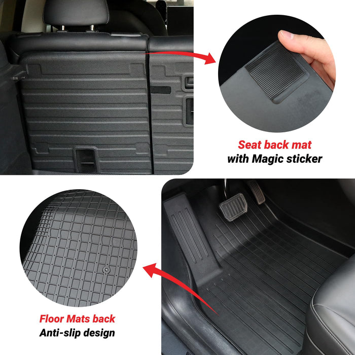 Tesla Model 3 Highland 2024 Floor Mat Set with Door Sill Protector - 6PCS Full Cover TPE Waterproof