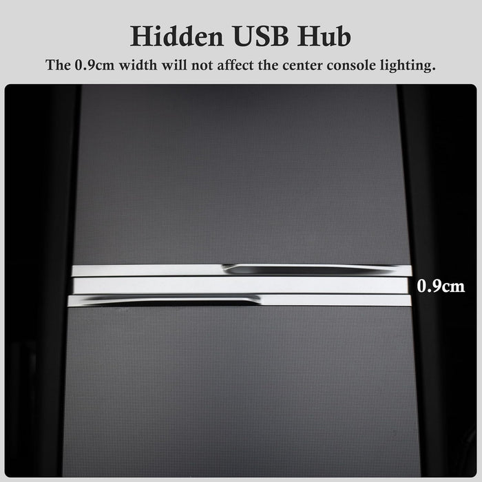 Retractable dual cable USB hub in Tesla Model 3 and Model Y center console