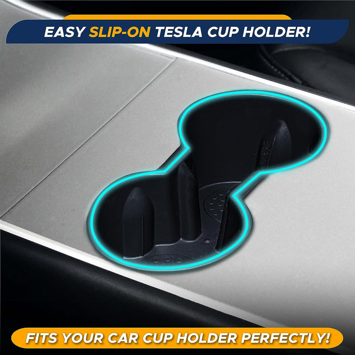 Model 3 / Y Rattle-Free Drink / Cup Holder & Key Tray Insert - Soft Mo - T  Sportline - Tesla Model S, 3, X & Y Accessories