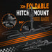 Hitch bike rack folds 90 degrees with quick release pin